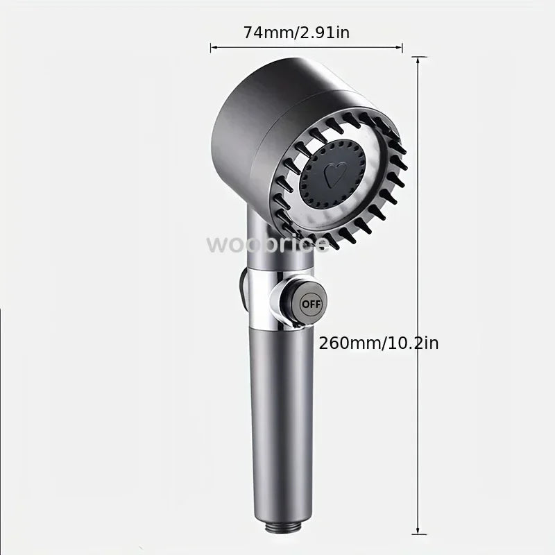 "High-Pressure Shower Head with 3 Modes | Strong Current, Shower Filter, and Massage Brush | Ideal for Bathroom Showers"