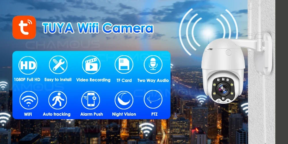 Tuya WiFi IP-camera 5-creatный OPTICHеский зум HD PTZ كاميرا آمنة AI مراقبة CCTV مراقبة الفيديو Alexa Goog