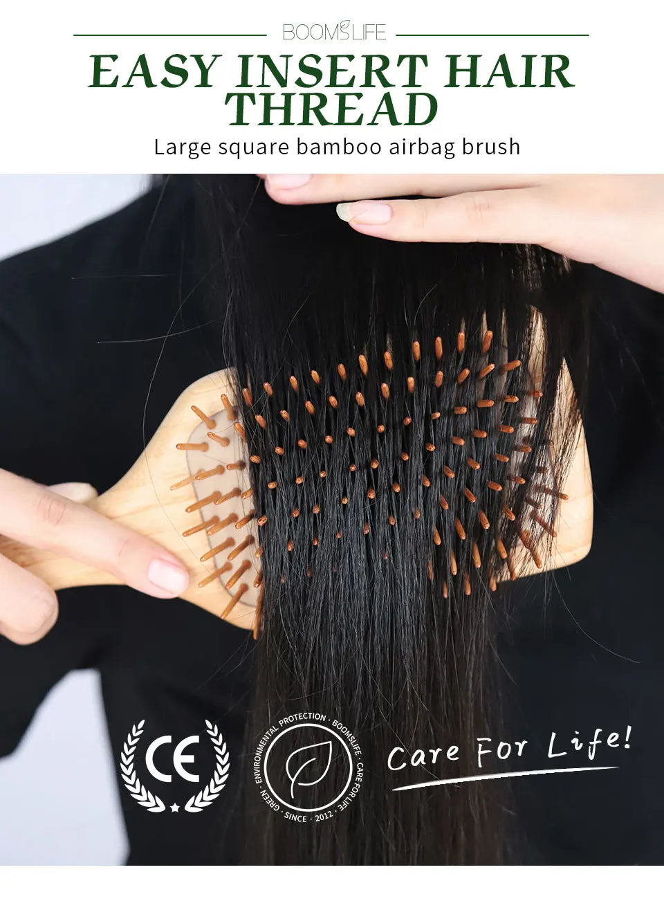 Bamboo Hair Brush Women Styling Detangling Wide Teeth Wood Comb for Hair Massage Scalp Anti-static Hair Combs Curly Girl Method