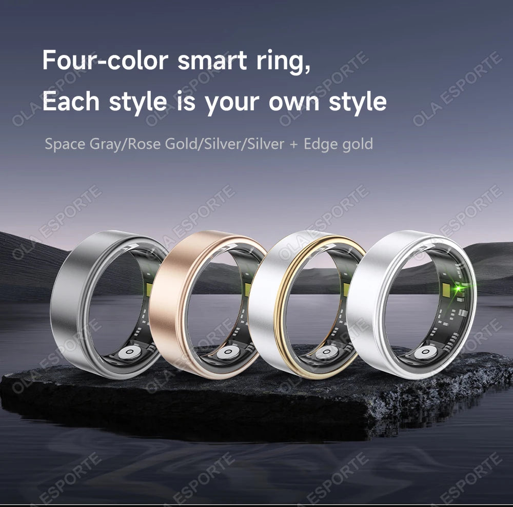 2024 New Smart Ring Men Women Military Grade Titanium Steel Shell Sleep Health Monitoring IP68&3ATM Waterproof Multi-sport Modes