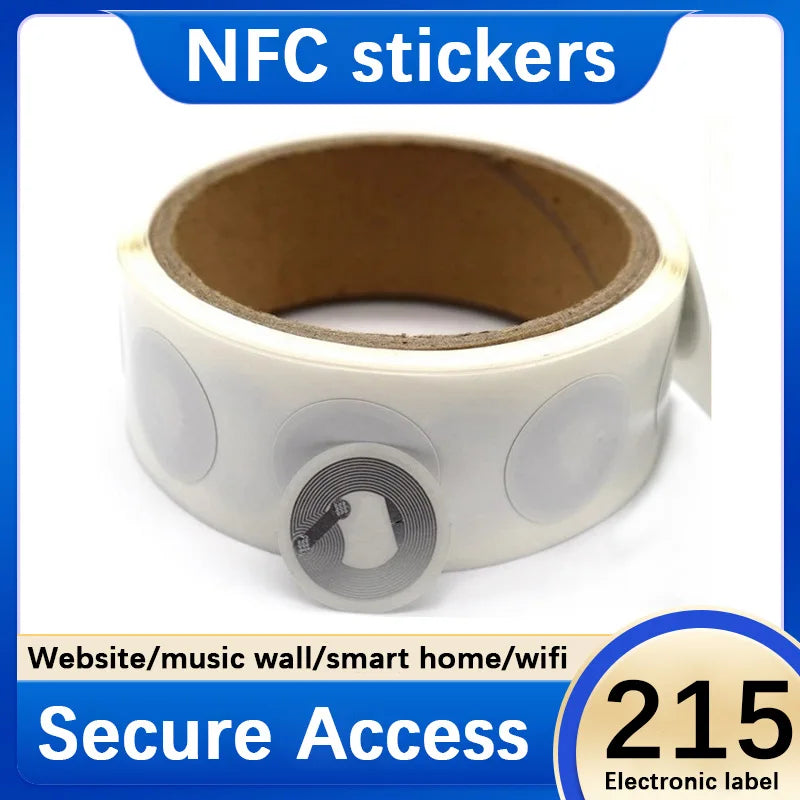 NFC 215 Self-Adhesive NFC Label Sticker 13.56MHz ISO14443A White Universal 215 Cell Phone Usable Transparent Adhesive Labels