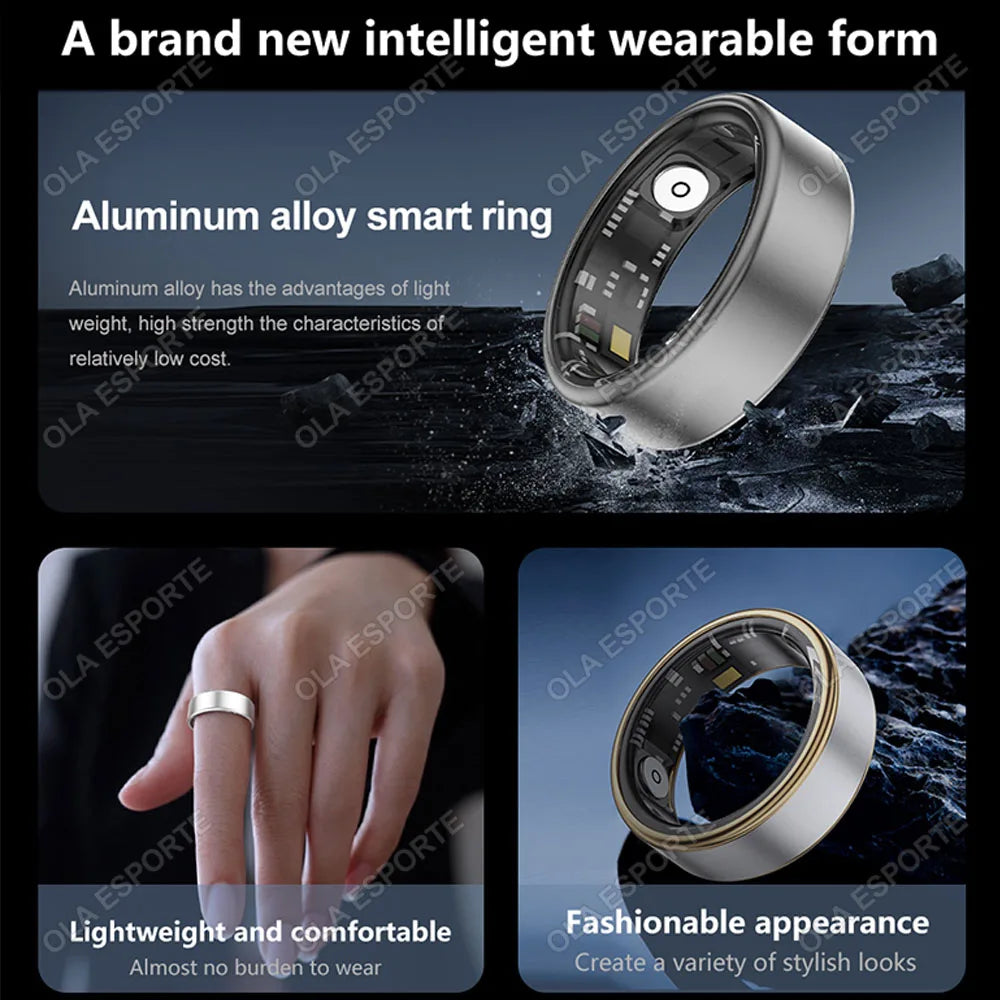 2024 New Smart Ring Men Women Military Grade Titanium Steel Shell Sleep Health Monitoring IP68&3ATM Waterproof Multi-sport Modes