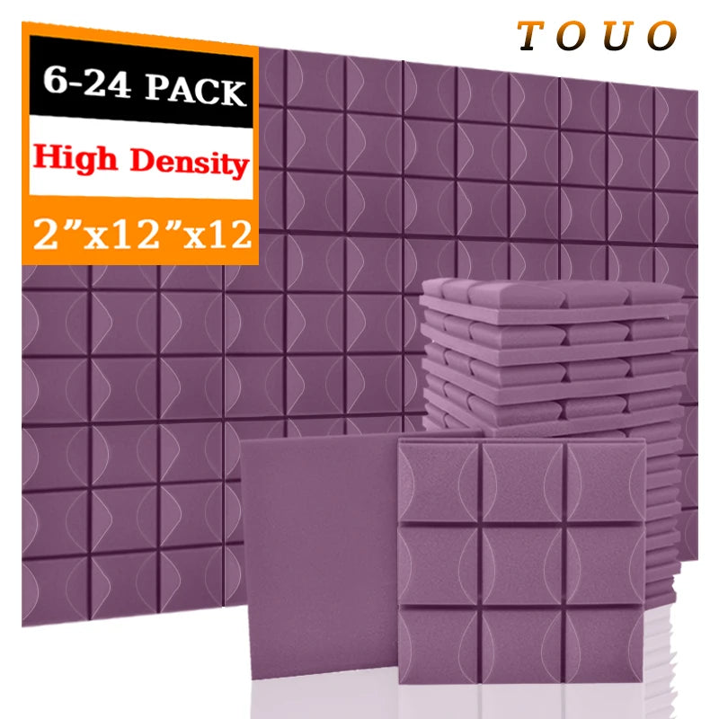 TOUO Acoustic Foam Panels 6-24 Pcs Soundproof Foam Wall Panels Studio Sound Proof Foam Soundproofing On The Wall KTV Room