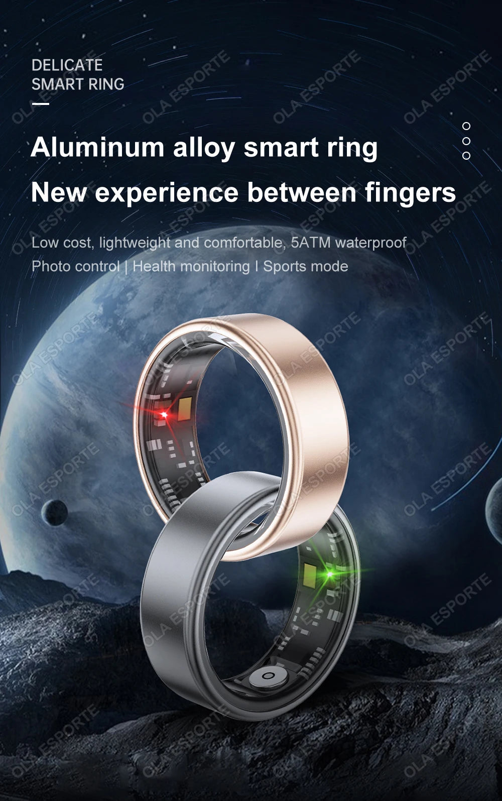 2024 New Smart Ring Men Women Military Grade Titanium Steel Shell Sleep Health Monitoring IP68&3ATM Waterproof Multi-sport Modes