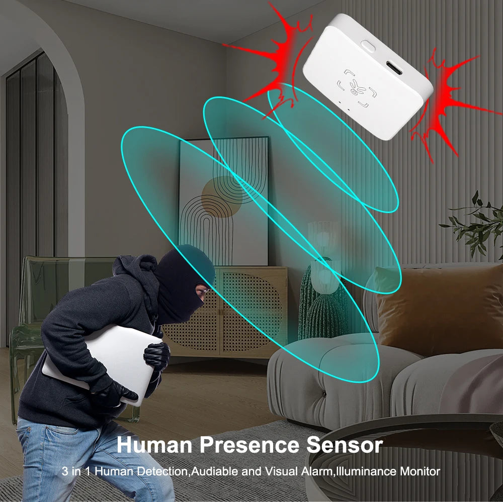 Tuya WiFi /Zigbee Human Presence Detector Smart Human Body Sensor MmWave Radar Microwave Motion Sensor Intensity Detect 5.8G 24G