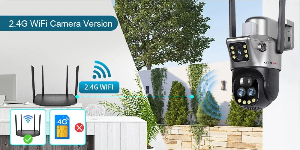 LS VISION 6K 12MP 10X Zoom 4G Solar Camera Outdoor WiFi PTZ Dual Screen Red Blue Light Alarm Auto Tracking Surveillance Cameras