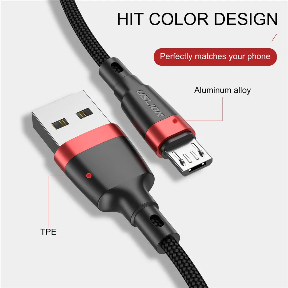 USLION Micro USB Cable Fast Charging Cable For Xiaomi redmi note 5 Micro USB Data Cord Charger Quick Charge 3.0 Cable 1M 2M 3M