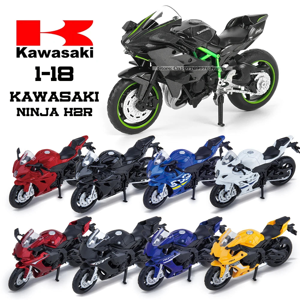 "MSZ 1:18 Die-Cast Motorcycle Model | Kawasaki Ninja H2R, Suzuki, Yamaha | Perfect Toy Gift & Static Display"