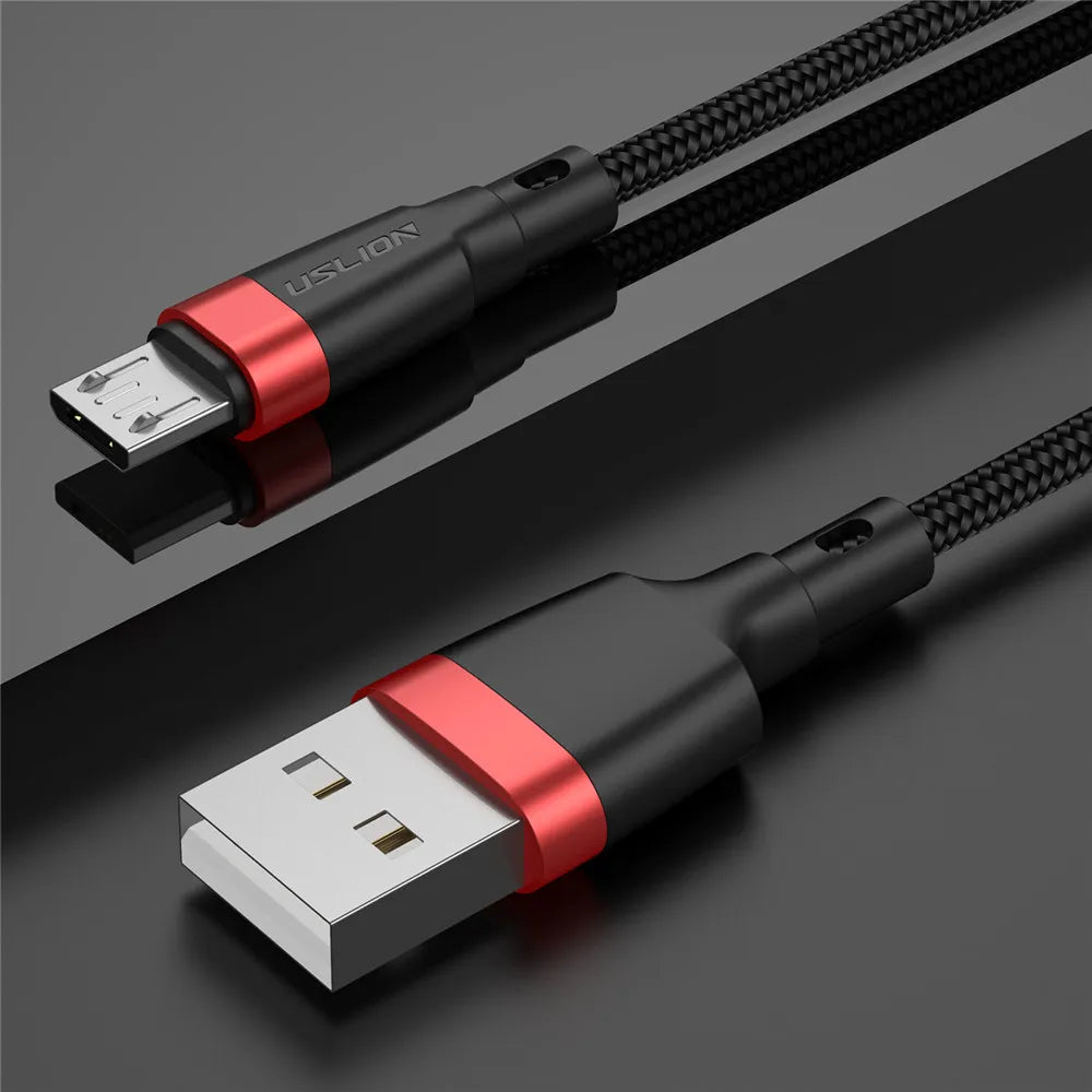 USLION Micro USB Cable Fast Charging Cable For Xiaomi redmi note 5 Micro USB Data Cord Charger Quick Charge 3.0 Cable 1M 2M 3M