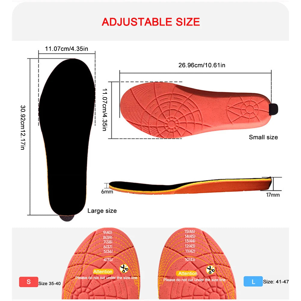 Electric Heating Insoles Foot Warmer 2000mAh Rechargeable Remote Control Heated Shoes Insoles Winter Outdoor Thermal Insoles Pad