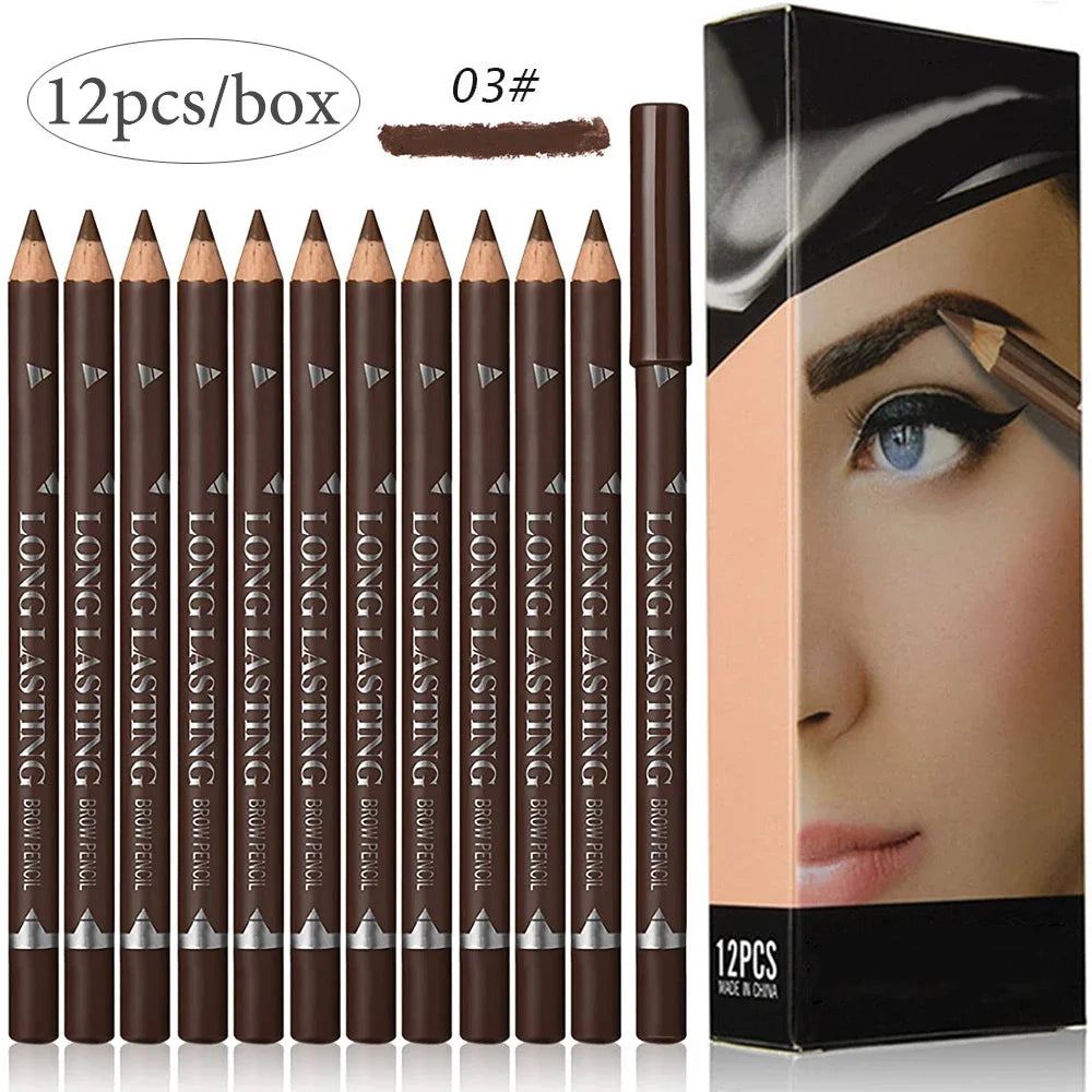 6/12Pcs Waterproof Eyebrow Pencil Easy Color Natural Black Brown Eye Makeup Pen Cosmetic Beginner Practice Eyebrow Beauty Tools