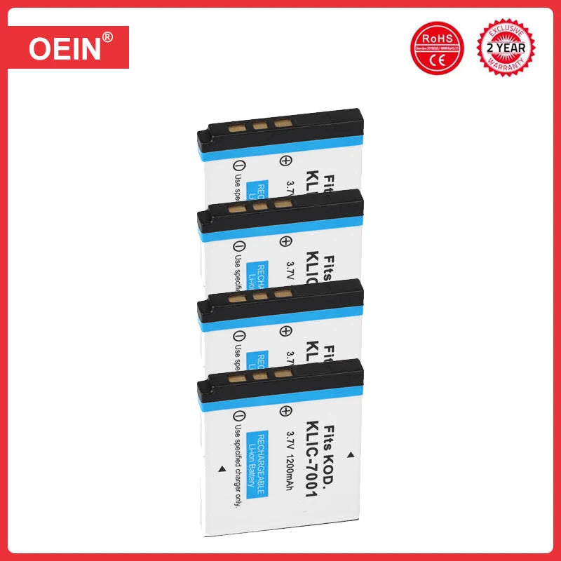 4Pcs 1200mAh Klic-7001 Klic 7001 Klic7001 Battery for Kodak M1063 M341 M340 M320 M1073 V550 V570 V610 V705 M753 M763 M853 M863