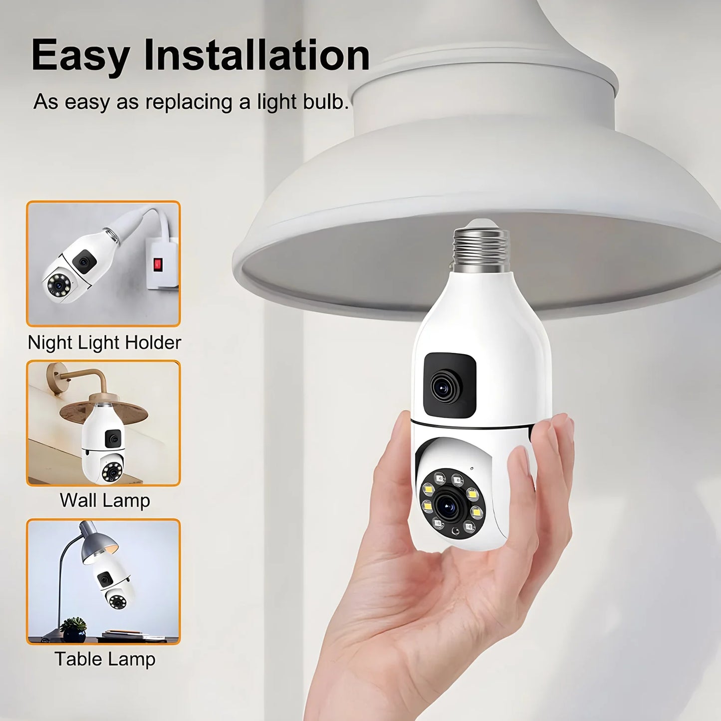 1080P Bulb WiFi Camera Surveillance IP Camera 2 Lens Night vision Video Anti-theft Remote Security Monitor Outdoor Indoor