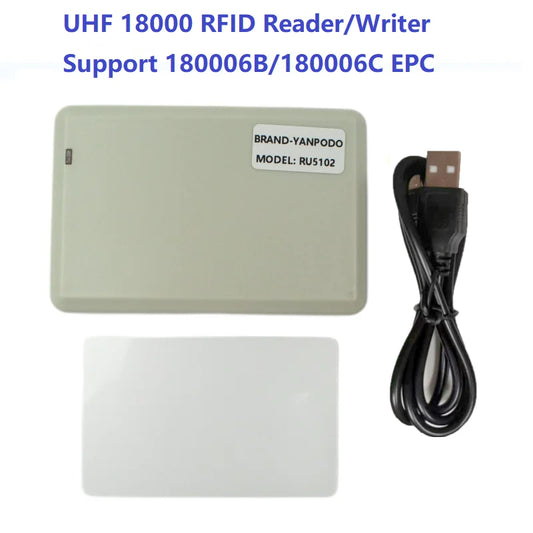 قارئ وكاتب RFID UHF لسطح المكتب ISO18000 6C 6B بتردد 860 ميجا هرتز إلى 960 ميجا هرتز لنسخ البطاقات واستنساخ EPC GEN2 مع تطوير SDK