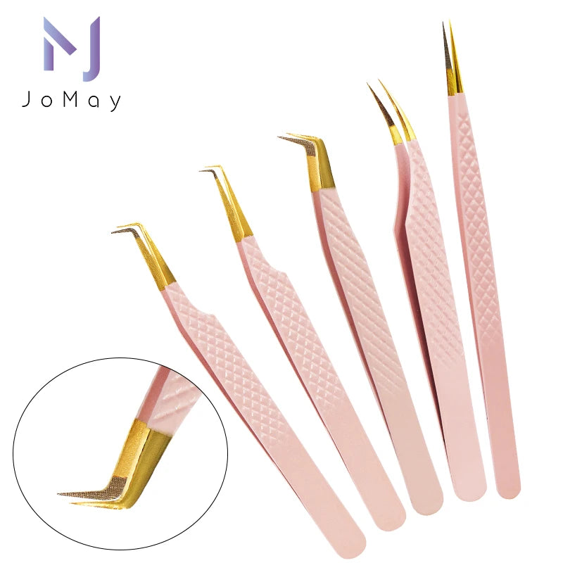 1Pc Eyelash Tweezers Stainless Steel Anti-static Non-magnetic Professional Pincet 3D Lashes Extension Tweezer Makeup Tools