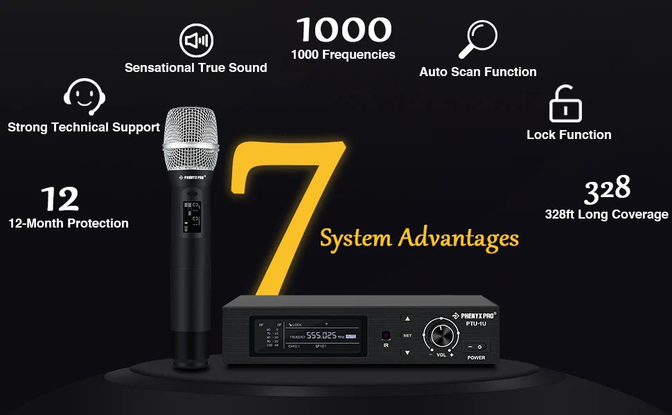 Phenyx Pro PTU-1U the Best Wireless Microphones System Lock Pick Set Professional Handheld Mic Metal for Stage Church