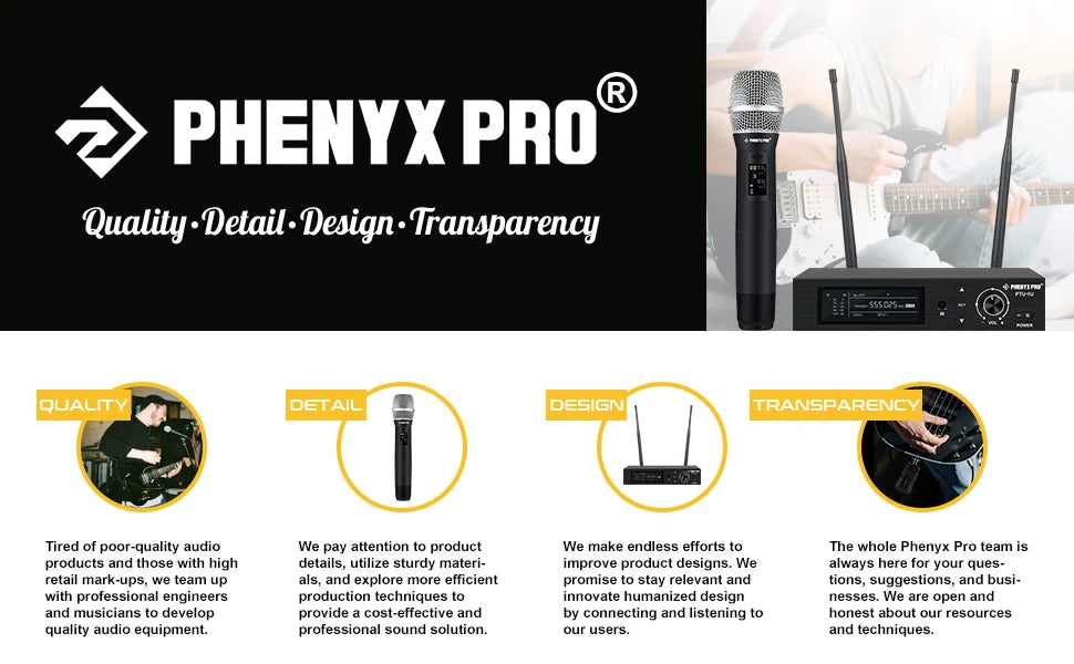 Phenyx Pro PTU-1U the Best Wireless Microphones System Lock Pick Set Professional Handheld Mic Metal for Stage Church