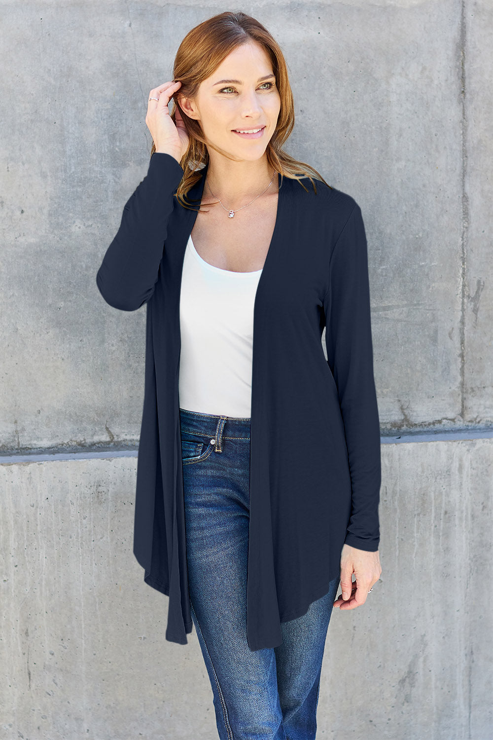 Basic Bae Full Size Open Front Long Sleeve Cardigan - Smart Shopper