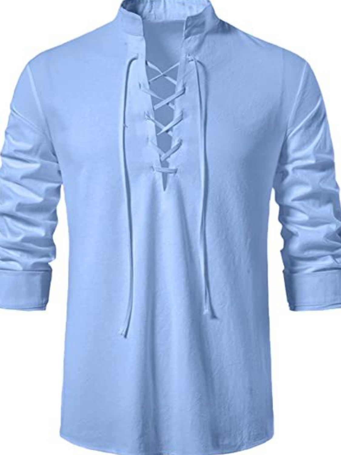 Men's Lace Up Long Sleeve Blouse - Smart Shopper