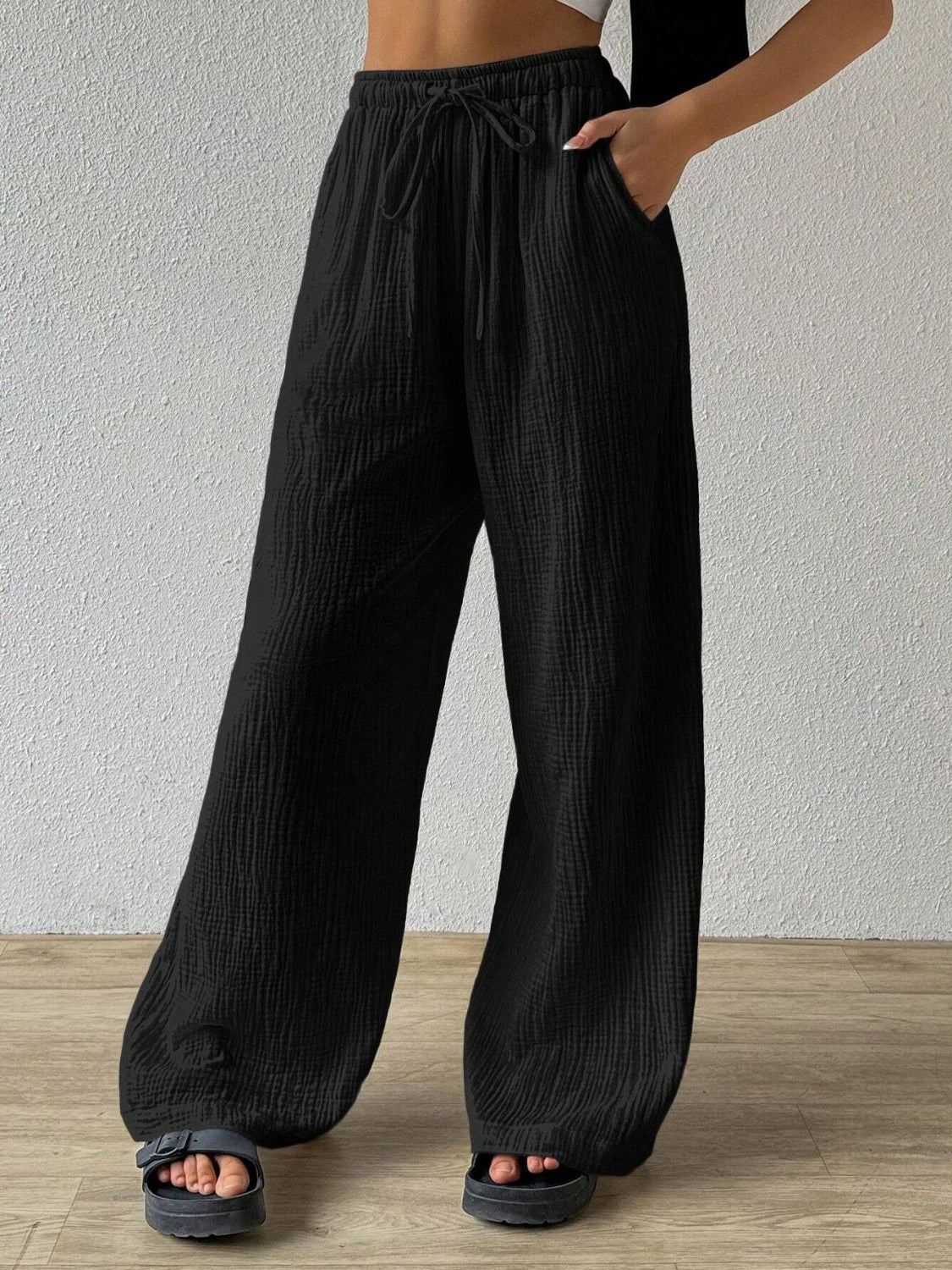 Drawstring Wide Leg Pants - Smart Shopper