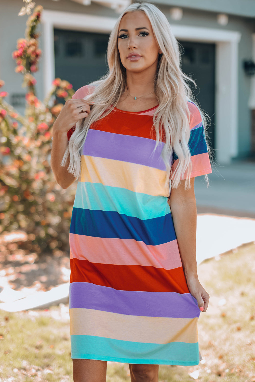 Women Color Block Side Slit Mini Dress - Smart Shopper