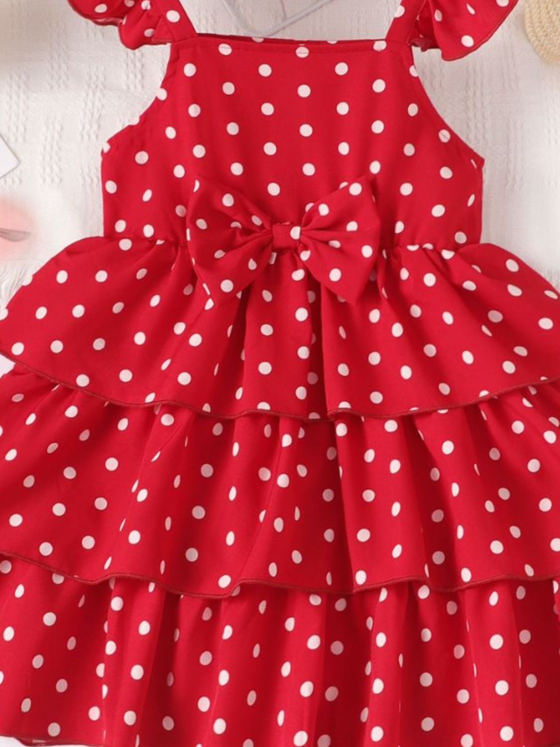 Bow Polka Dot Square Neck Layered Dress - Smart Shopper