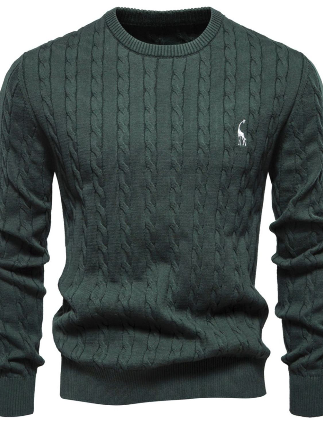 Men's Cable-Knit Round Neck Long Sleeve Sweater - Smart Shopper