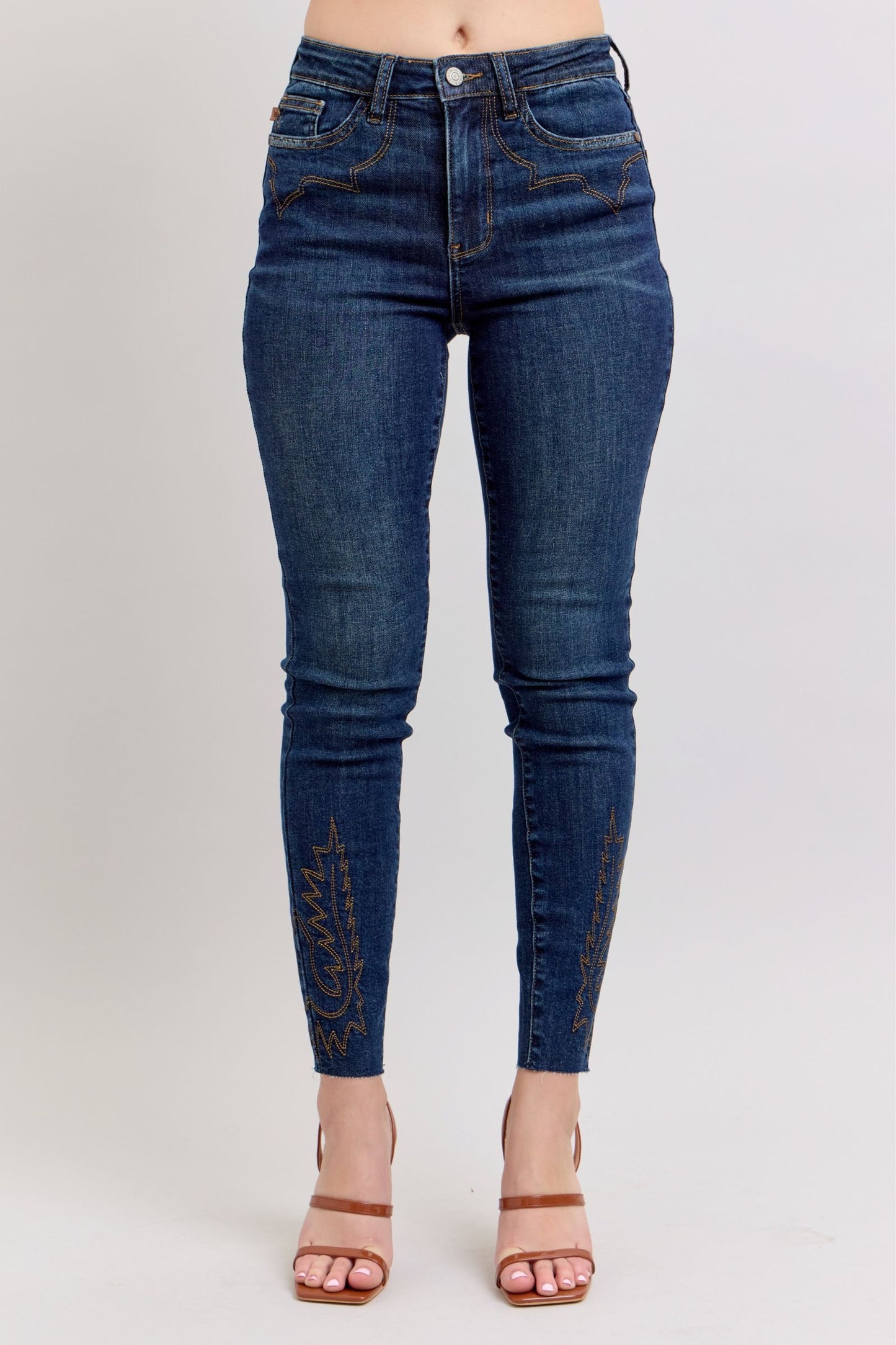 Judy Blue Full Size Embroidered High Rise Skinny Jeans Plus Size - Smart Shopper