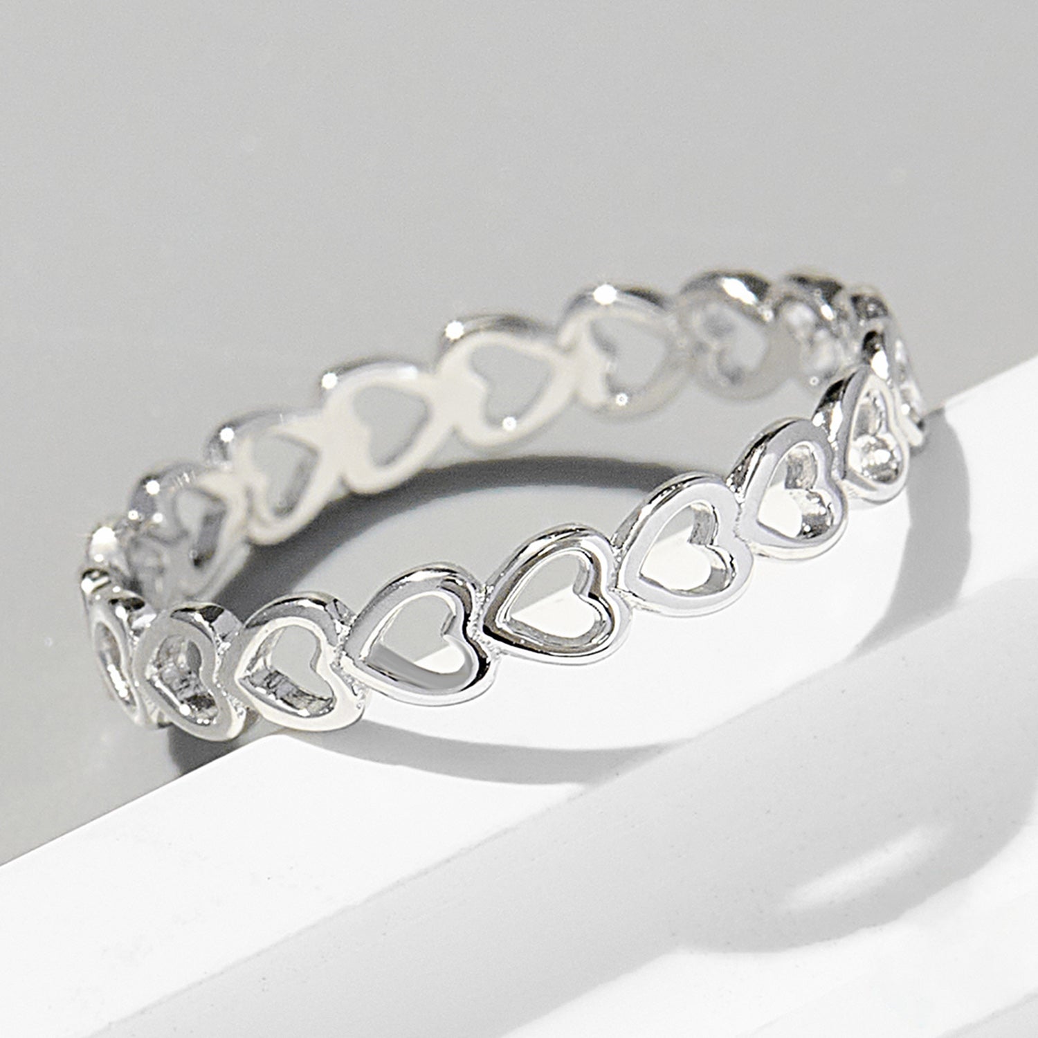 925 Sterling Silver Heart Link Ring - Smart Shopper