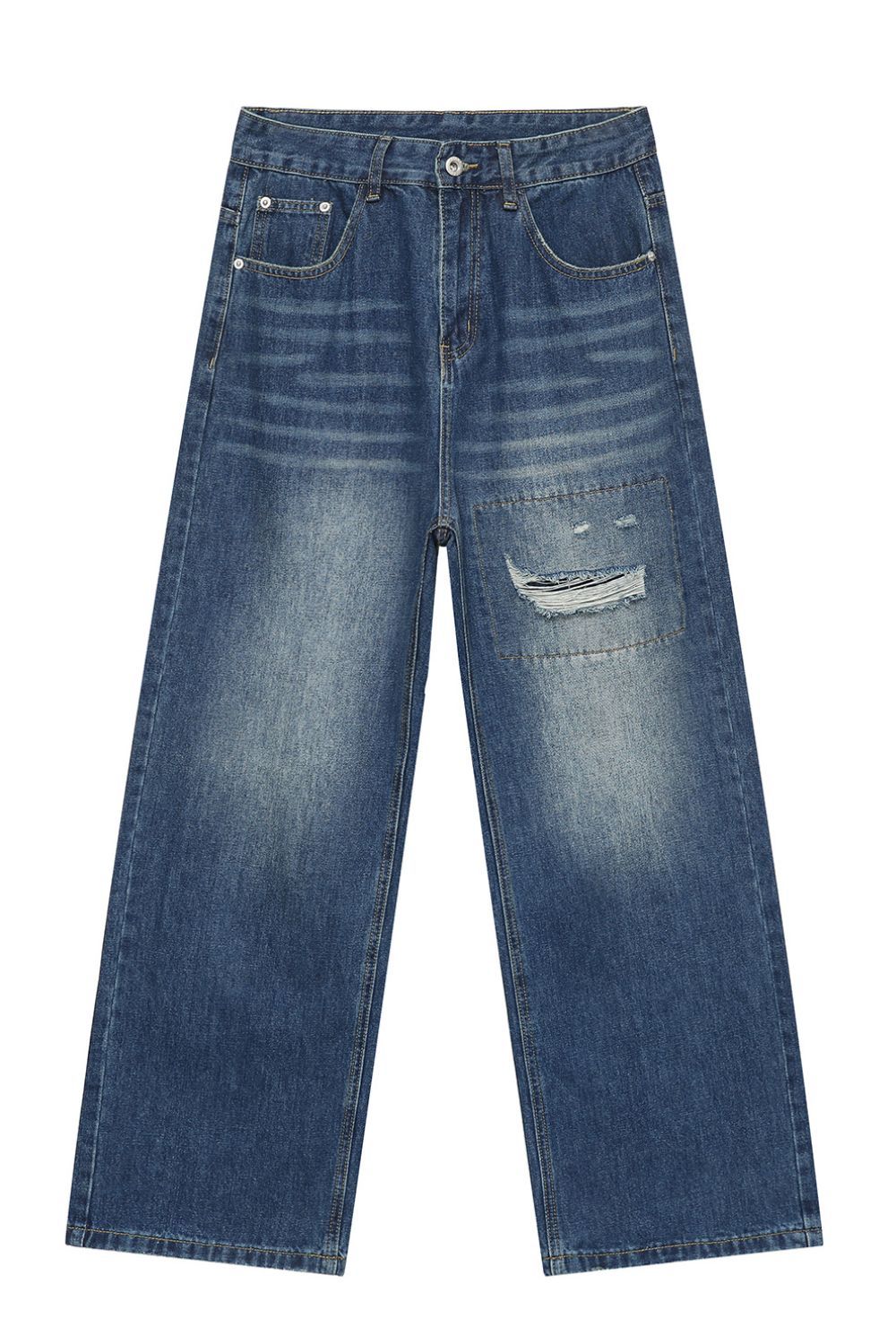 Men's Distressed Applique Straight Jeans - Smart Shopper