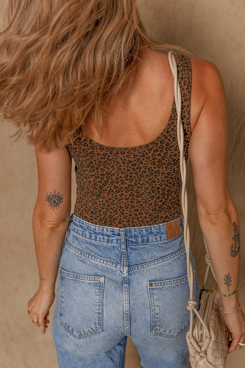 Leopard Scoop Neck Wide Strap Bodysuit - Smart Shopper