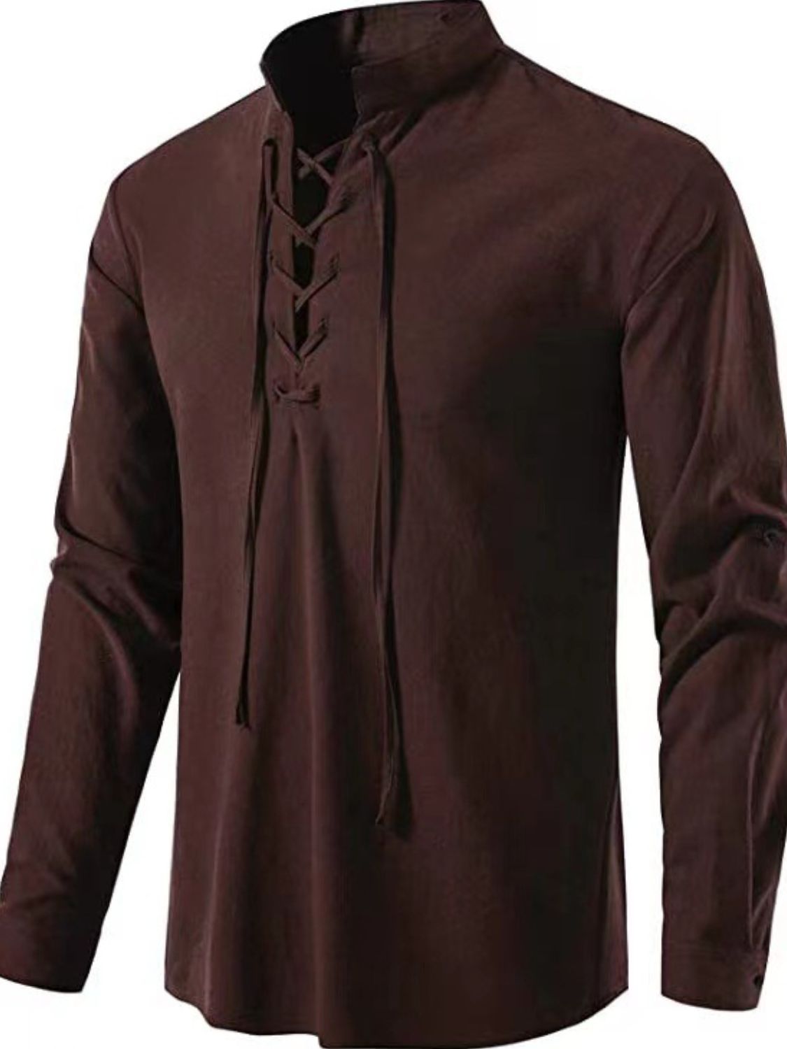 Men's Lace Up Long Sleeve Blouse - Smart Shopper