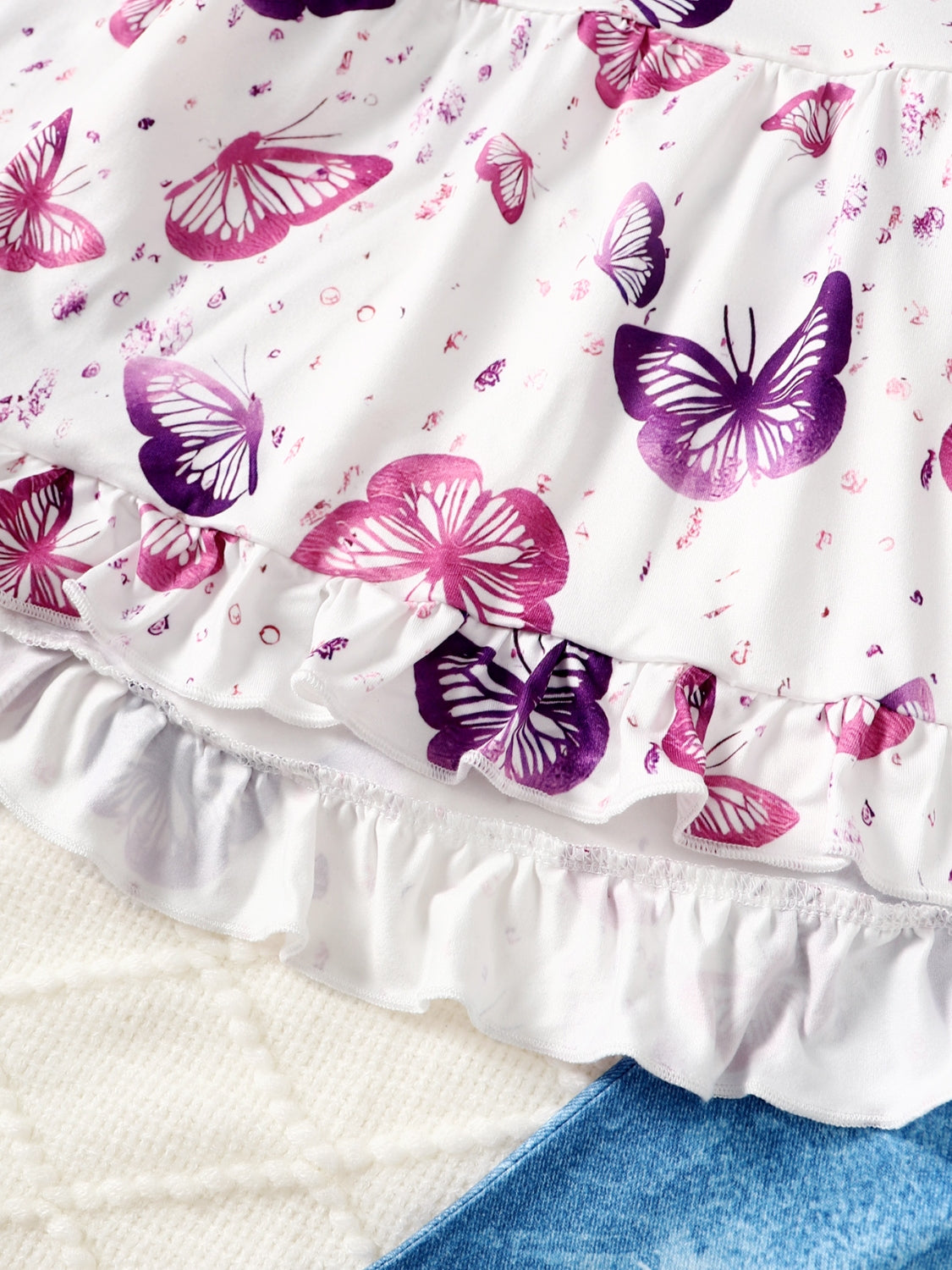 Children's Butterfly Print Top and Flare Pants Set - Smart Shopper