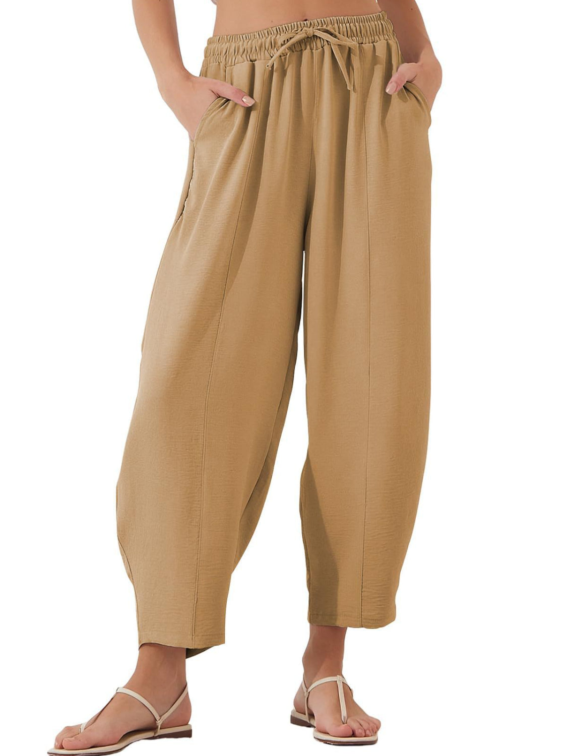 Full Size Drawstring Cropped Jogger Pants Plus Size - Smart Shopper