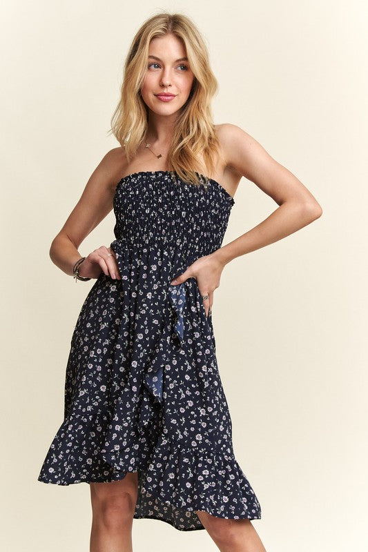 ADORA Smocked Floral Tube Dress with Pockets - Smart Shopper