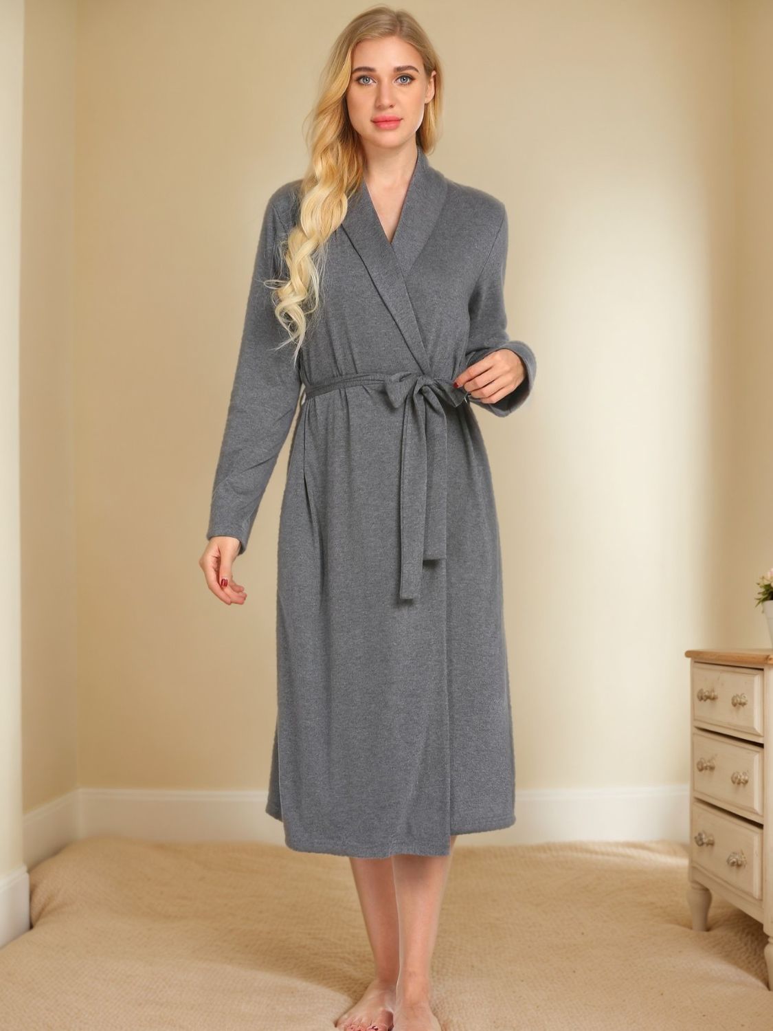 Tied Lounge Nightgown with Pockets - Smart Shopper