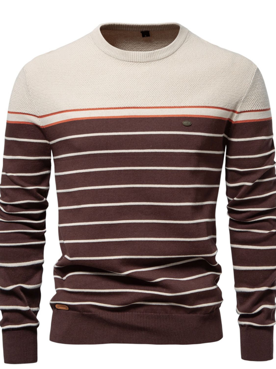 Men's Striped Round Neck Long Sleeve Sweater - Smart Shopper