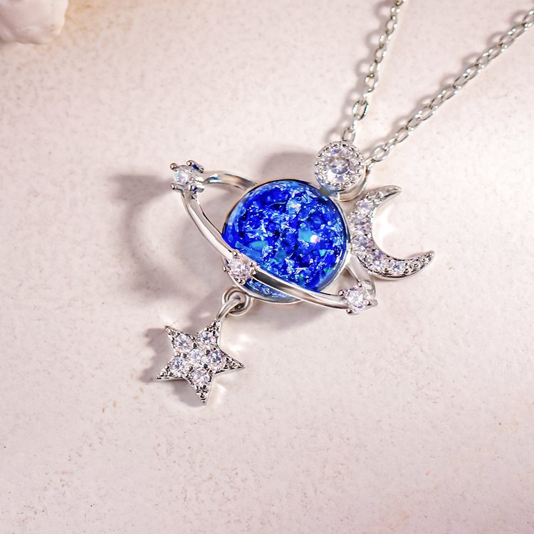 Starry Sky Inlaid Zircon Moon Star Necklace - Smart Shopper