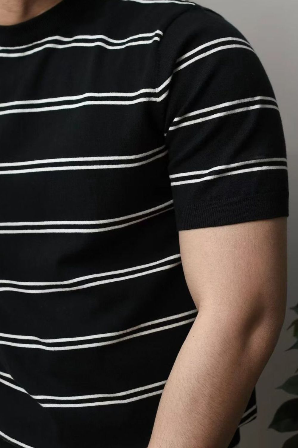 Men's Plus Size Round Neck Striped T-Shirt - Smart Shopper