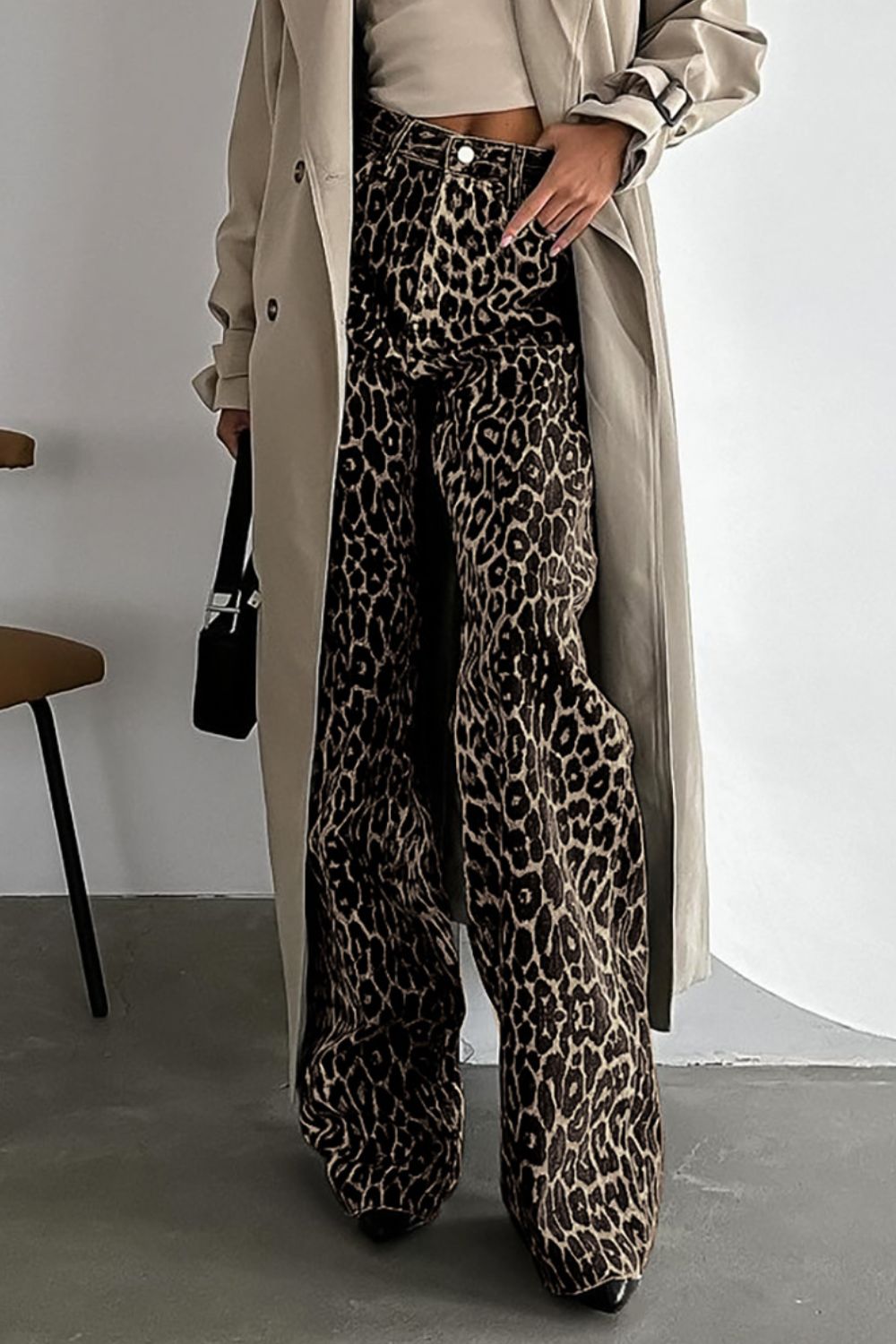 Leopard Wide Leg Pants with Pockets - Smart Shopper