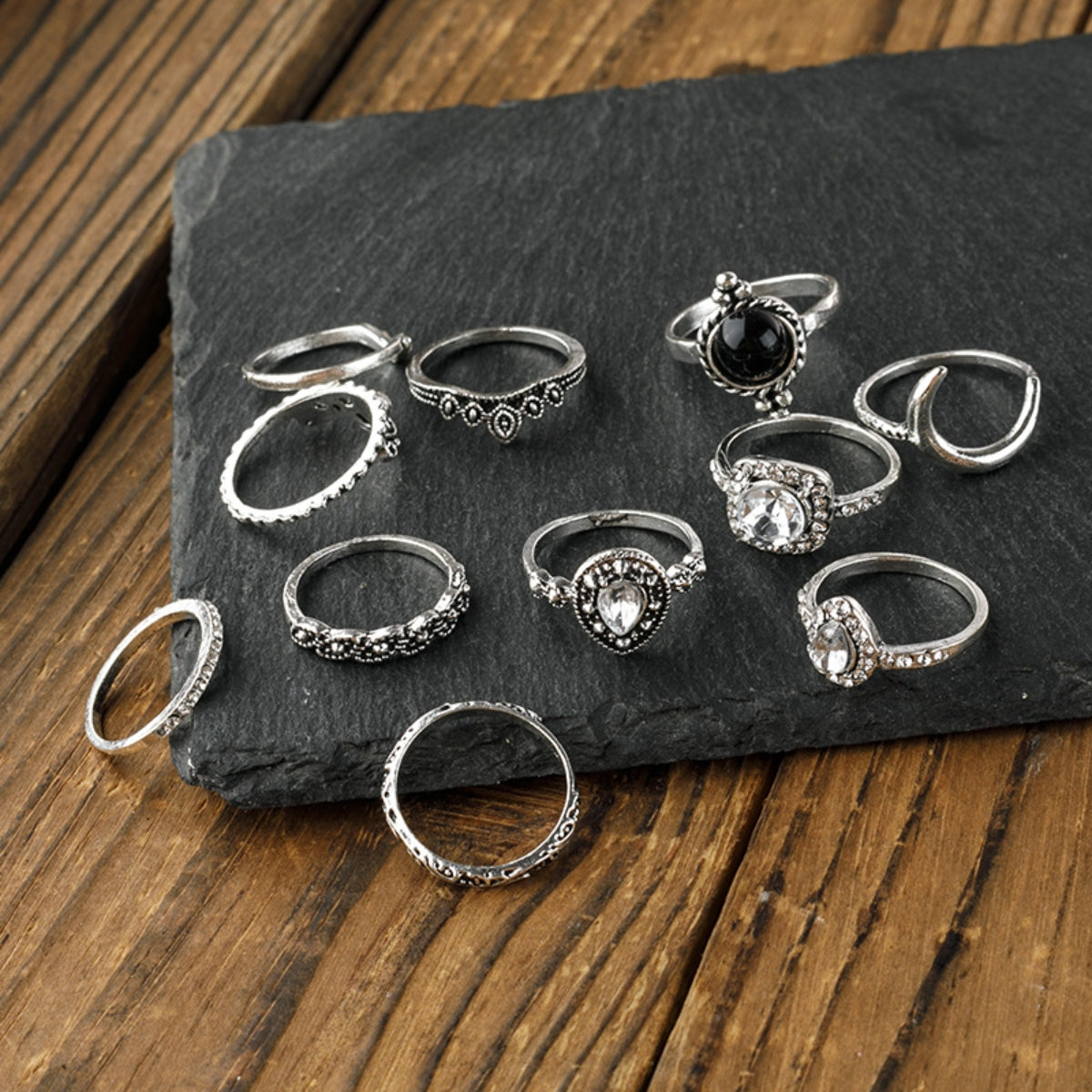 Alloy Synthetic Crystal 11-Piece Ring Set - Smart Shopper