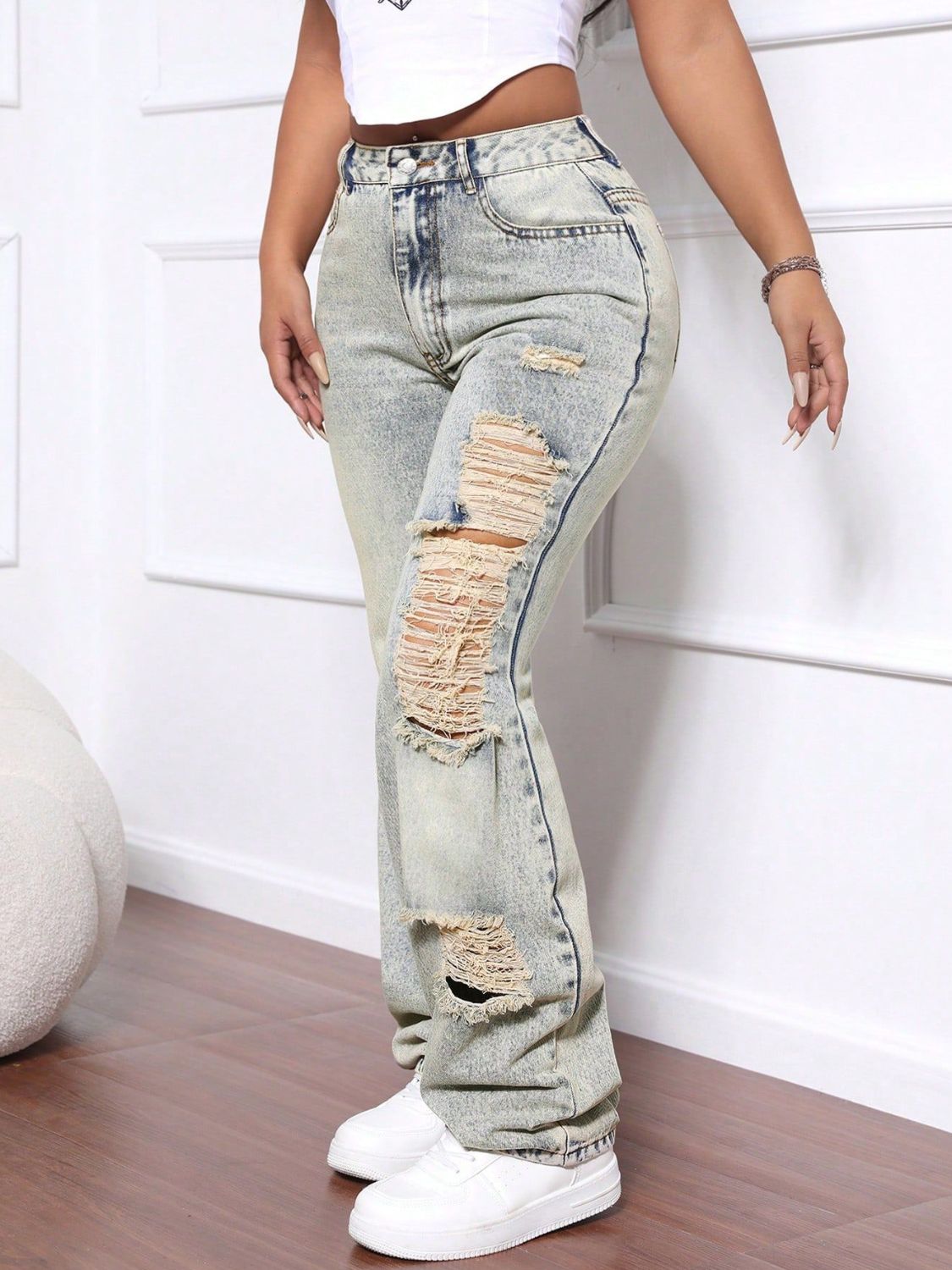 Distressed High Waist Jeans - Smart Shopper