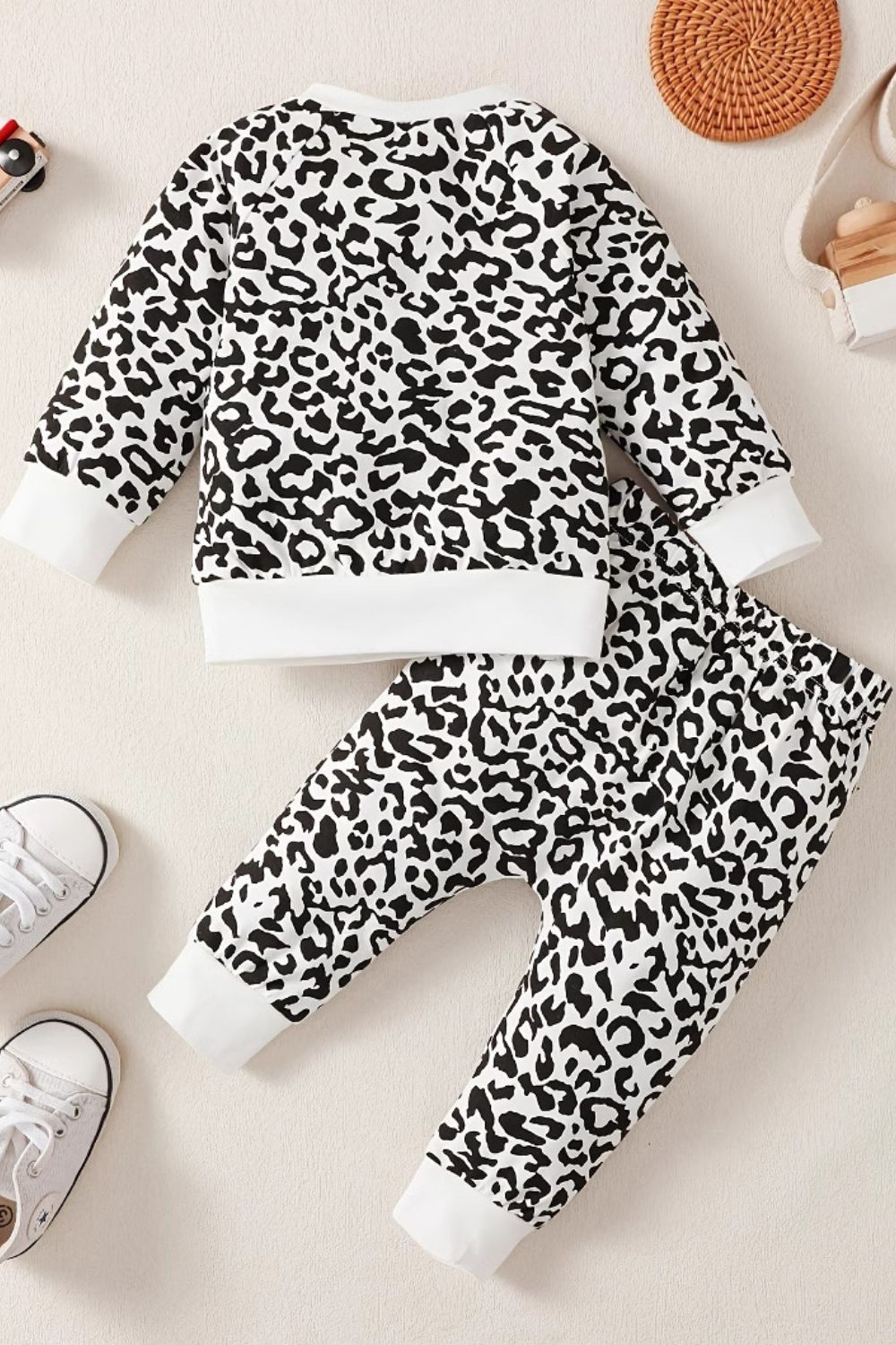 Leopard Round Neck Long Sleeve Top and Pants Set - Smart Shopper