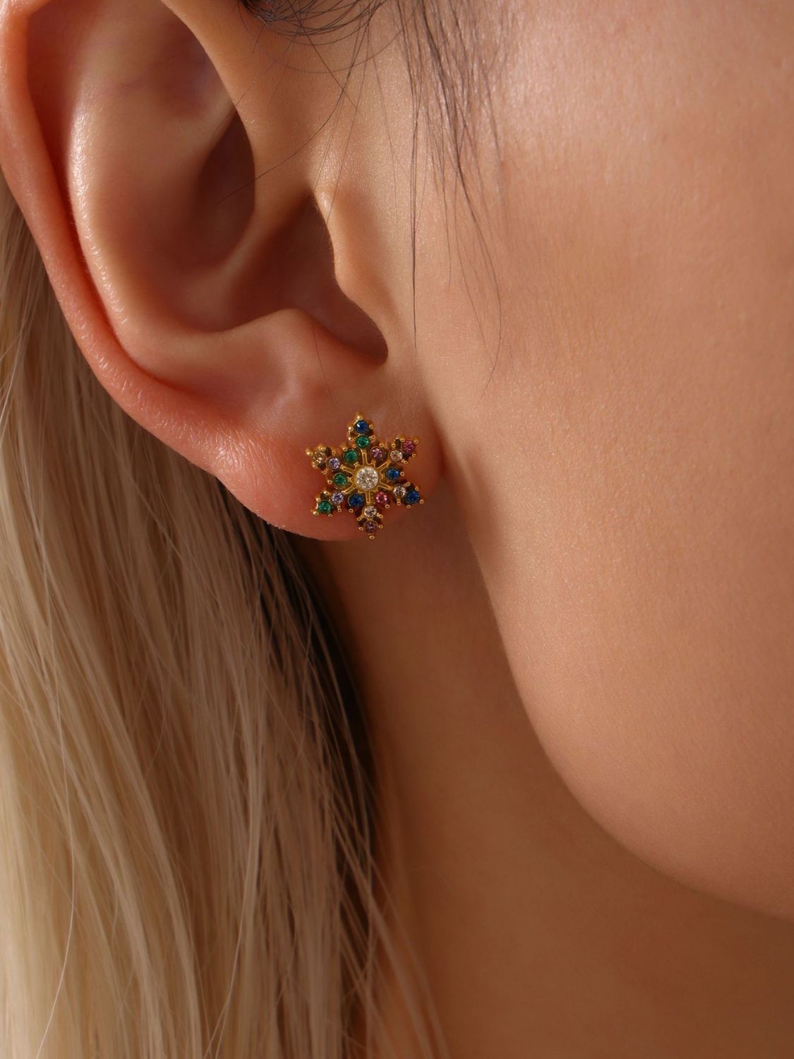 Stainless Steel Snowflake Stud Earrings - Smart Shopper