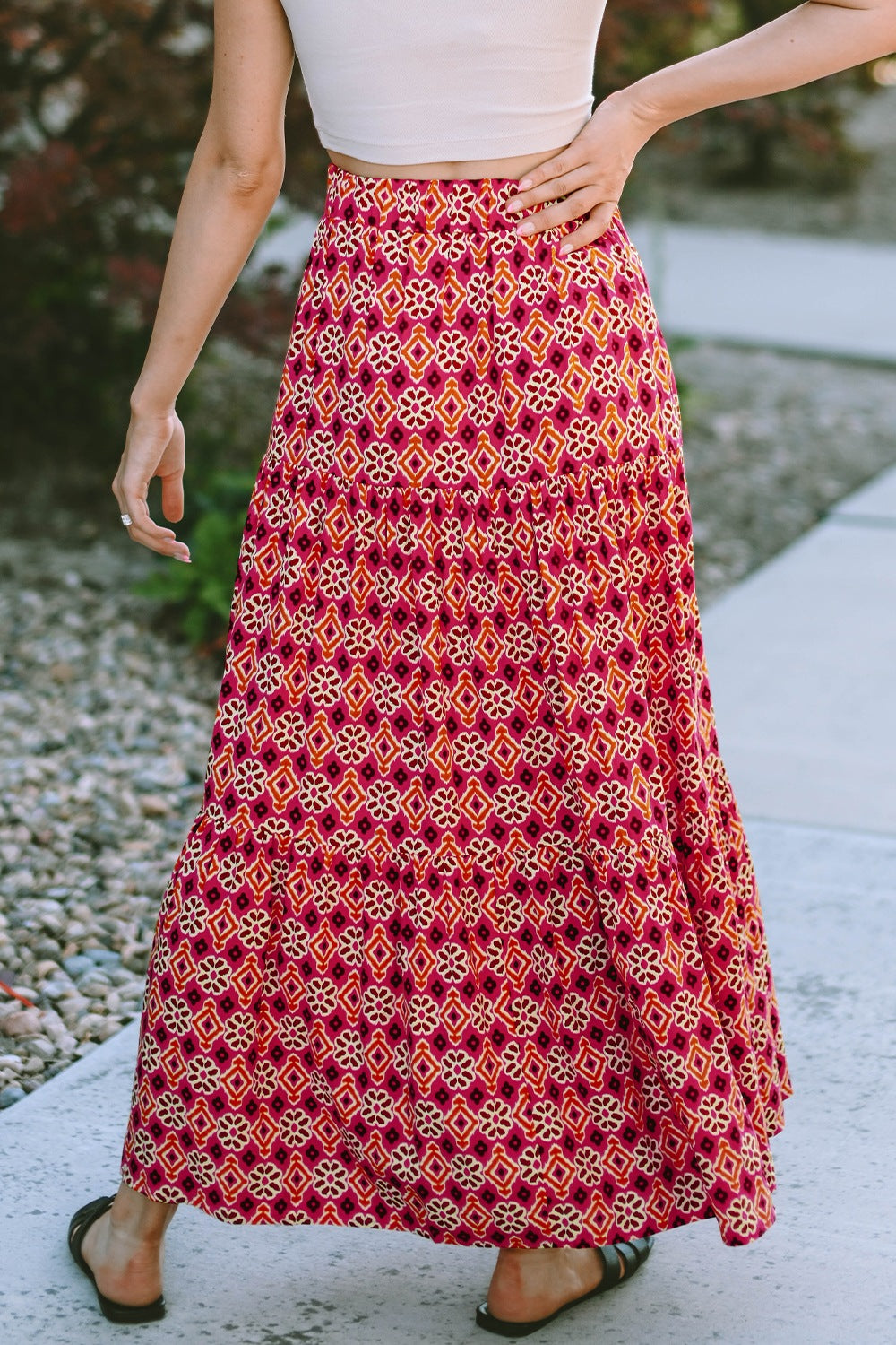 Printed Tiered Maxi Skirt - Smart Shopper