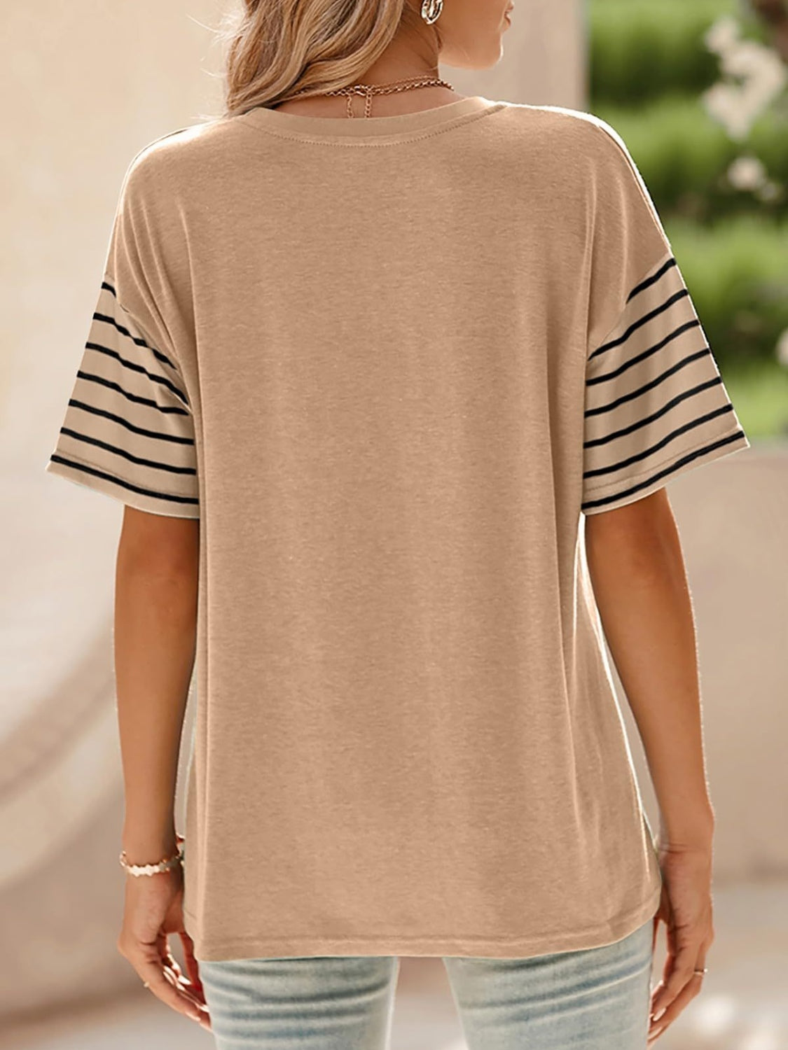 Contrast Striped Short Sleeve T-Shirt - Smart Shopper