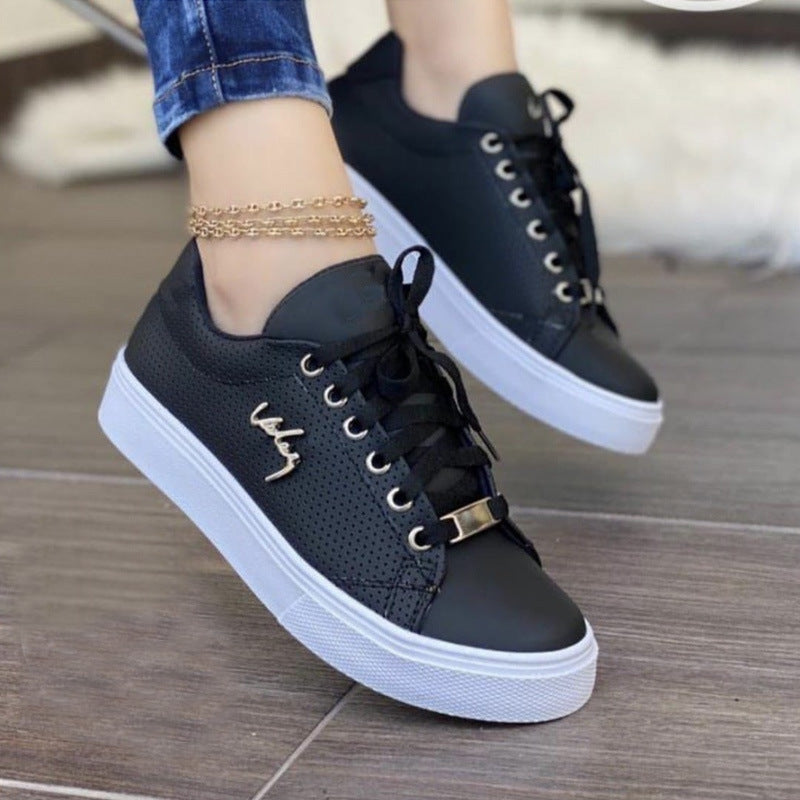 Round Toe Lace Up Sneakers - Smart Shopper