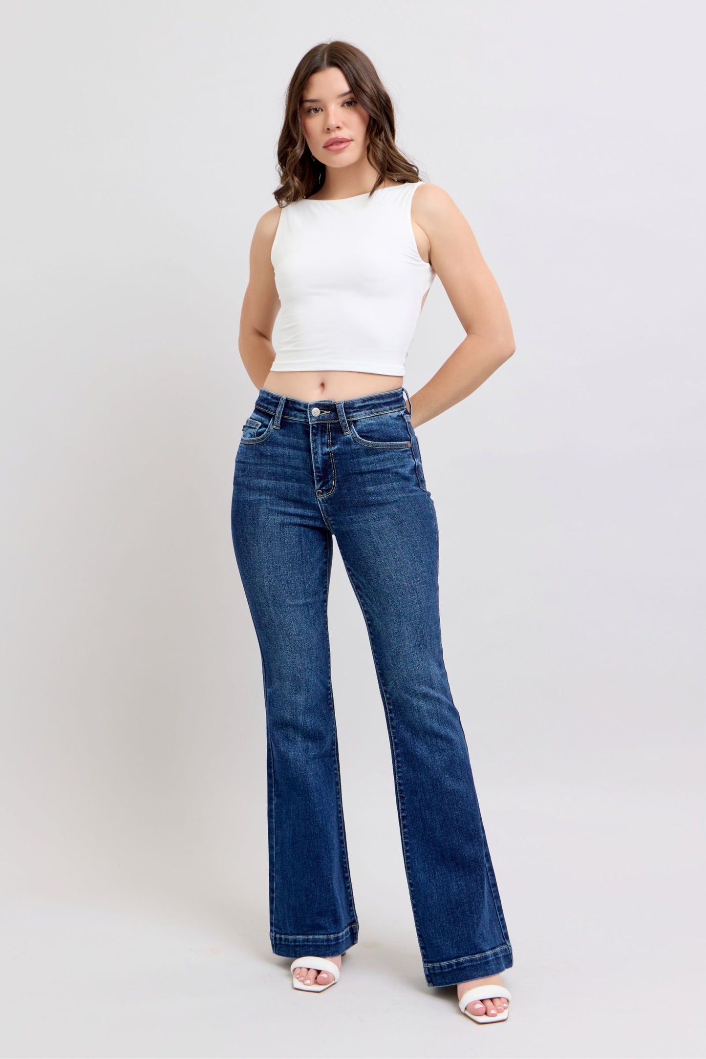 Judy Blue Full Size High Rise Flare Jeans with Pockets Plus Size - Smart Shopper