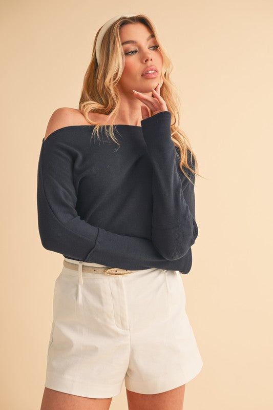 Aemi + Co One Shoulder Long Sleeve Knit Top - Smart Shopper