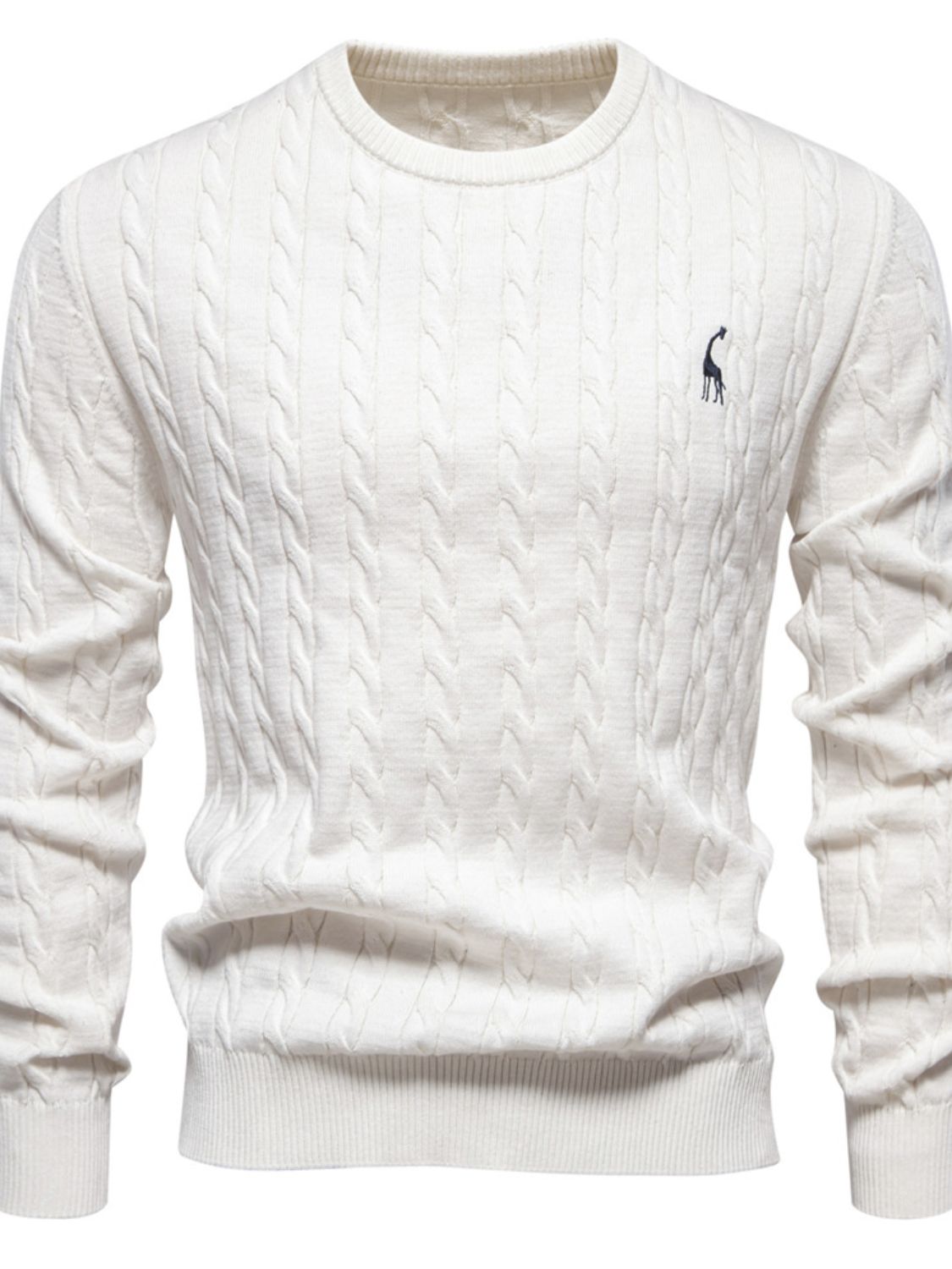 Men's Cable-Knit Round Neck Long Sleeve Sweater - Smart Shopper